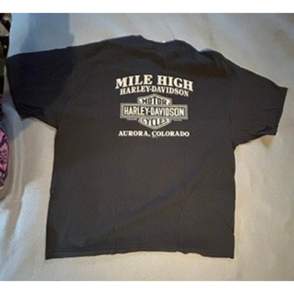 Harley-Davidson T-Shirt Pinup Girl Motorcycle Mile High Aurora Colorado 3XL - Picture 4 of 8